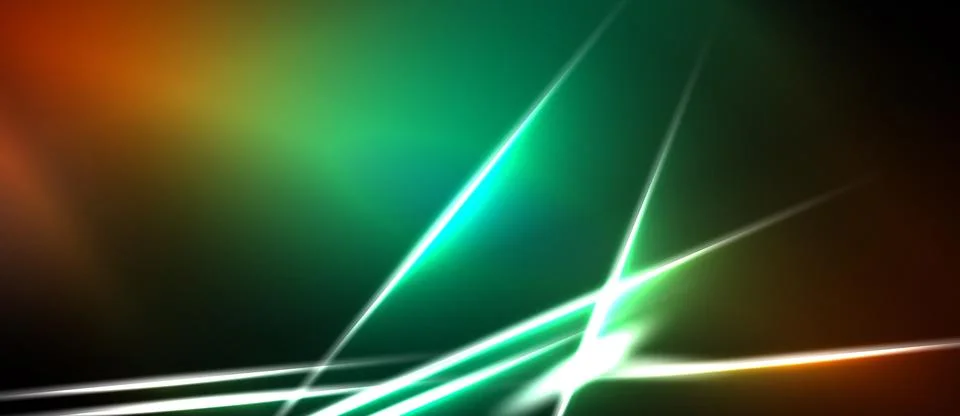 Abstract background features vibrant lines, gradients. Green, orange hues Stock Illustration