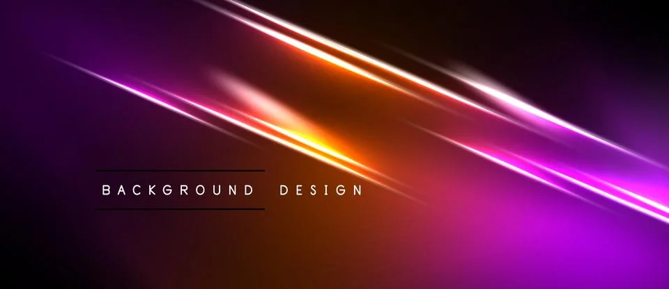 Abstract background features vibrant neon lines. Gradient transitions from Stock Illustration