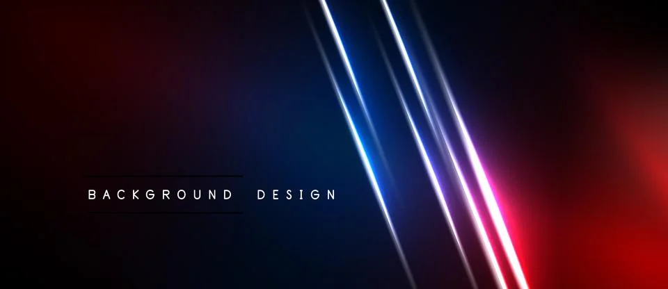 Abstract background features vibrant neon lines. Gradient transitions from re Stockillustratie