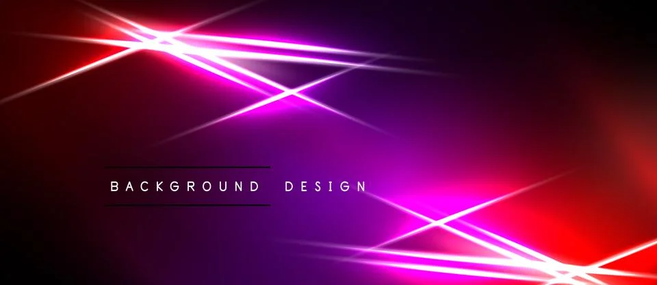 Abstract background features vibrant neon lines, red purple gradients. Modern Stock Illustration