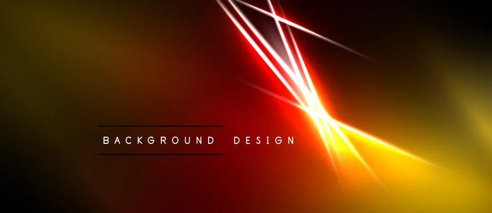 Abstract background features vibrant orange, red light streaks. Bright glow Stock Illustration