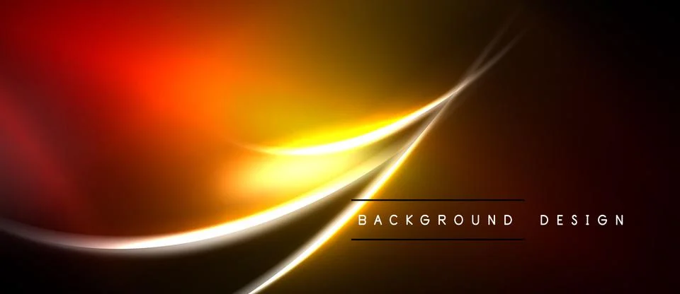 Abstract background features vibrant orange, yellow gradients. Smooth lines Stock Illustration