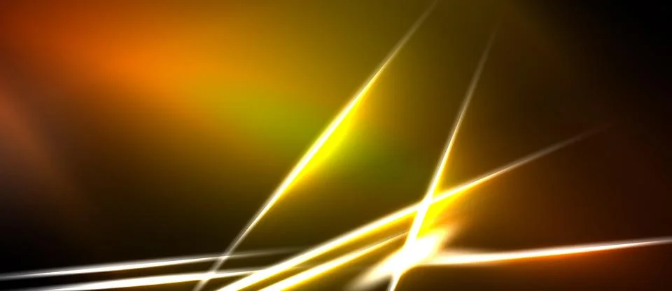 Abstract background features vibrant orange, yellow light streaks. Dark space Stock Illustration