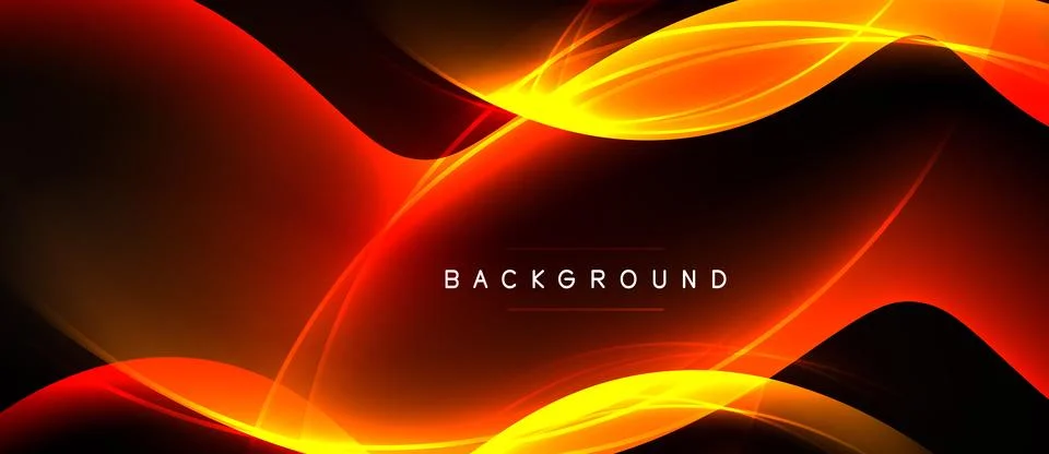 Abstract background features vibrant orange, red curves. Dynamic light effect Stock Illustration