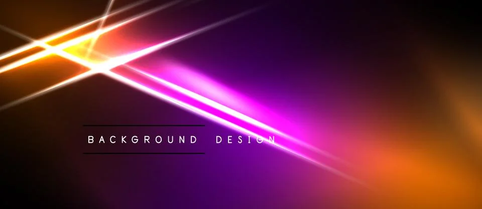 Abstract background features vibrant orange, purple light streaks. Diagonal Stockillustratie