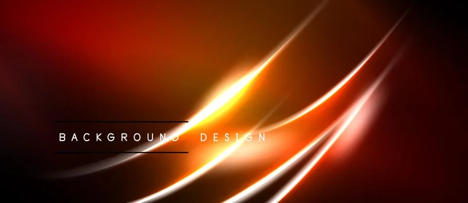 Abstract background features vibrant orange lines, glowing effect. Dark shade Illustrazione stock