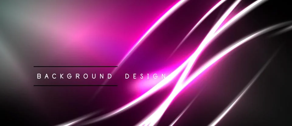 Abstract background features vibrant pink, silver lines. Dark space creates Stock Illustration