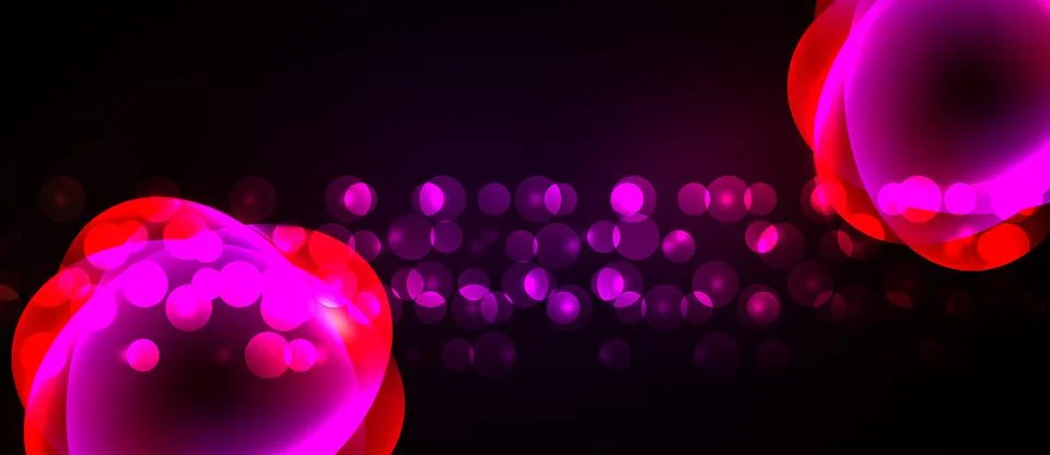 Abstract background features vibrant pink, purple bubbles. Dark space creates Stock Illustration