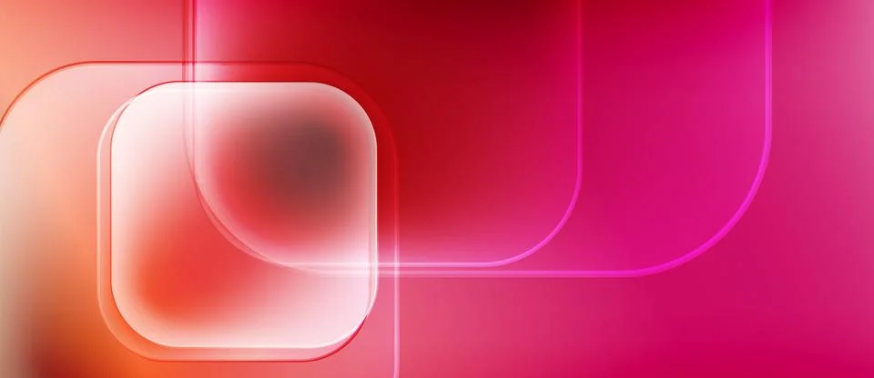 Abstract background features vibrant pinks, reds, oranges. Rounded rectangles Illustrazione stock