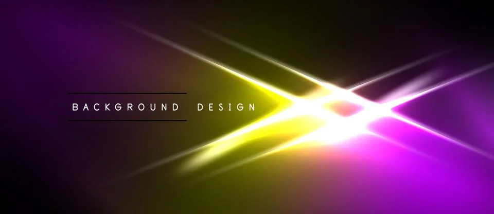 Abstract background features vibrant purple, yellow light flares. Bright ce.. 스톡 일러스트