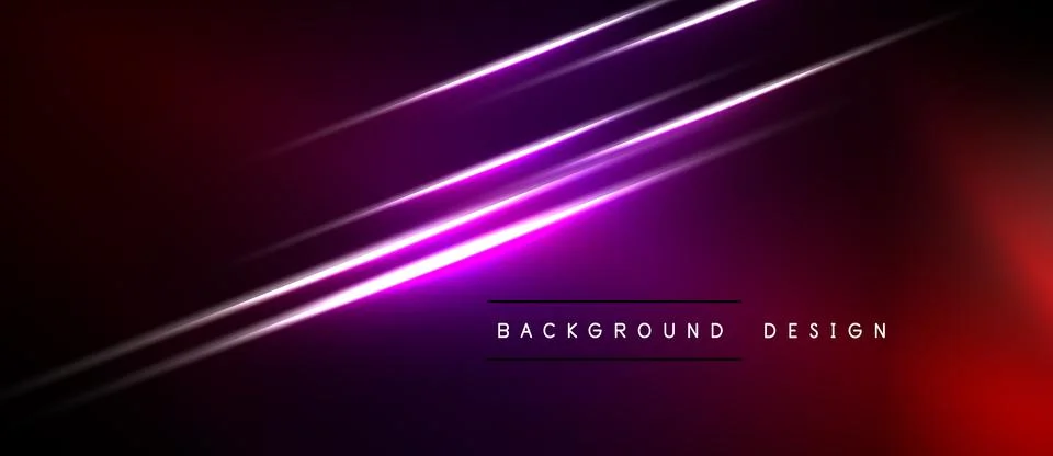 Abstract background features vibrant purple neon lines over dark red, black Stock Illustration