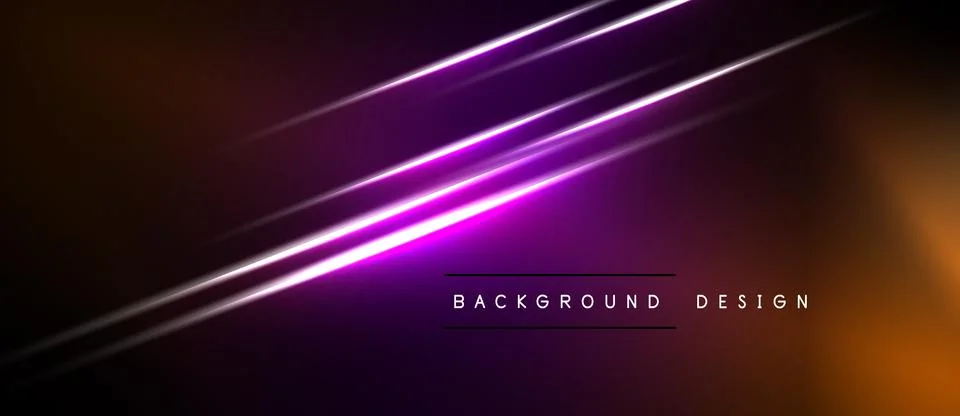 Abstract background features vibrant purple lines over orange, black gradient Stockillustratie