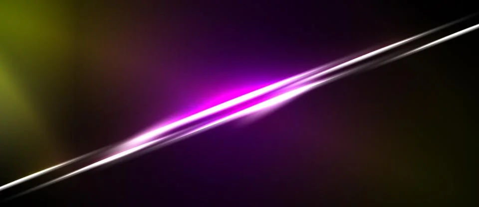 Abstract background features vibrant purple, yellow light streaks. Dark shado Stock Illustration