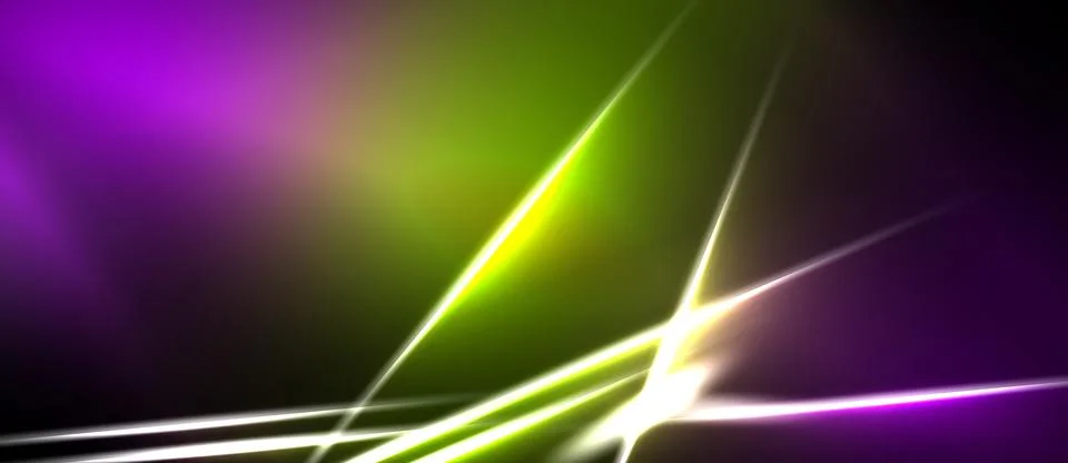 Abstract background features vibrant purple, green hues. Diagonal lines creat Illustrazione stock