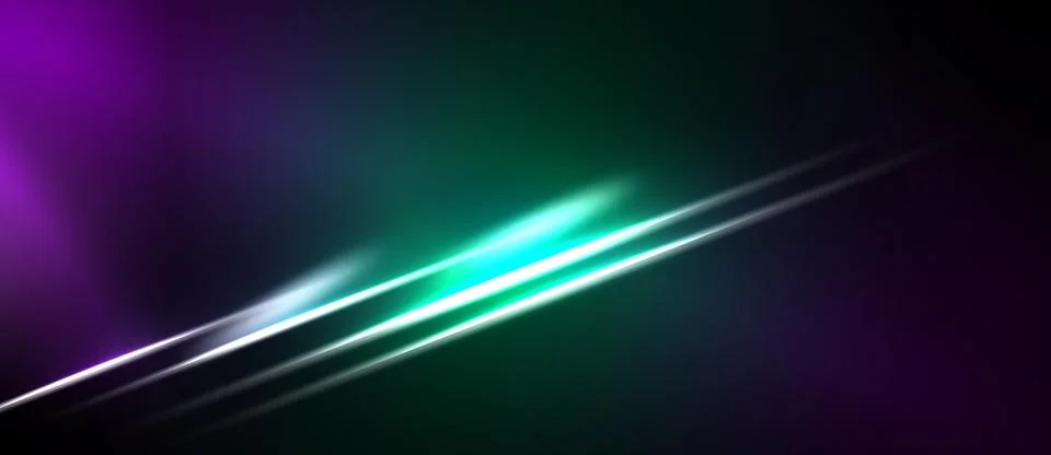 Abstract background features vibrant purple, teal streaks. Diagonal lines c.. Stock Illustration
