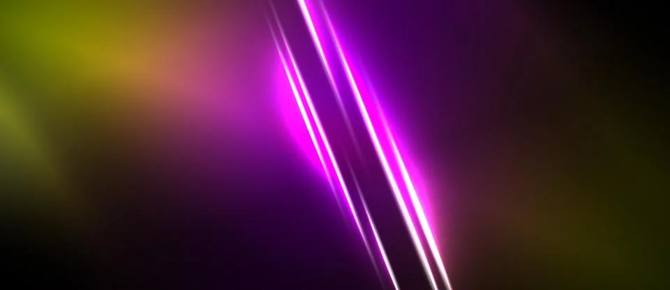 Abstract background features vibrant purple lines against dark, olive green Stock Illustration