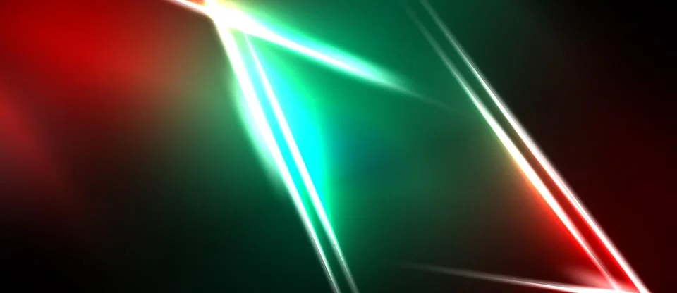 Abstract background features vibrant red, green gradients. Diagonal lines c.. Illustrazione stock