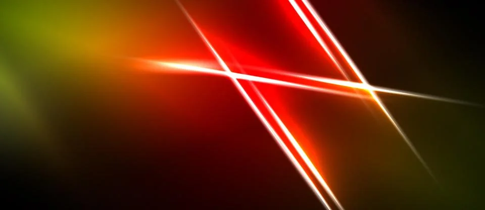 Abstract background features vibrant red lines crossing over gradients. Yello Stock Illustration