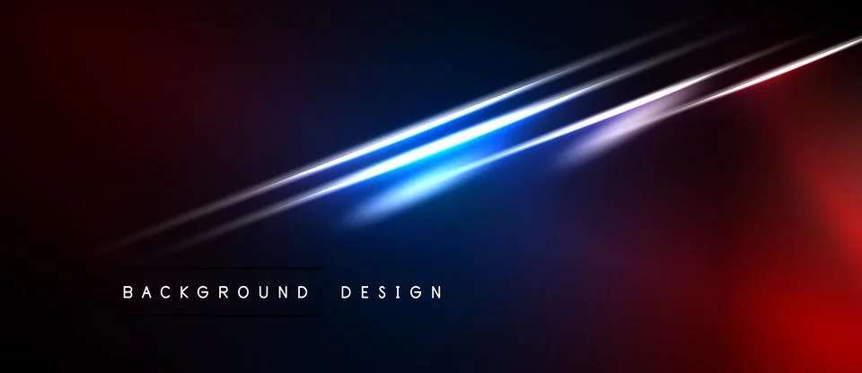 Abstract background features vibrant red, blue gradients. Bright lines create Stock Illustration