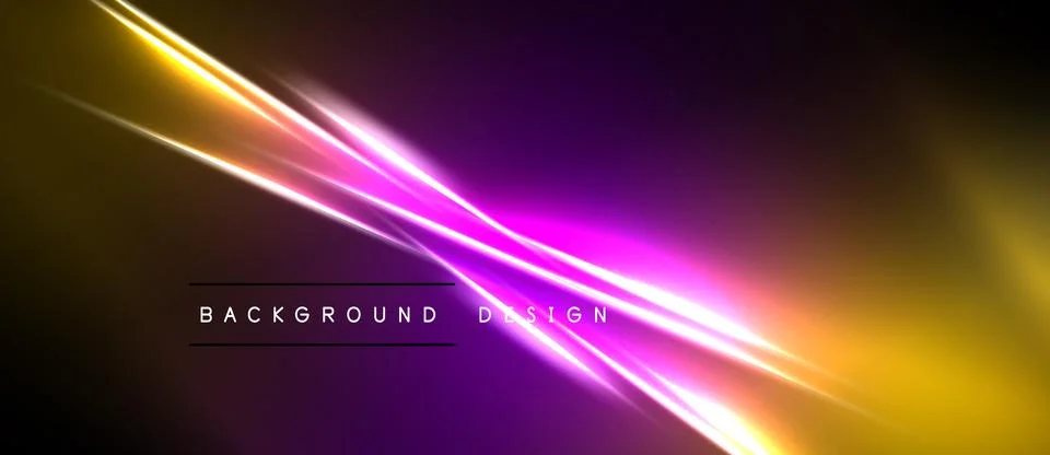 Abstract background features vibrant yellow, purple light streaks. Gradient Stock Illustration