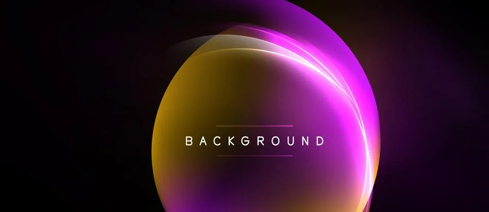 Abstract background features vibrant yellow, purple gradients. Circular shape Stock Illustration