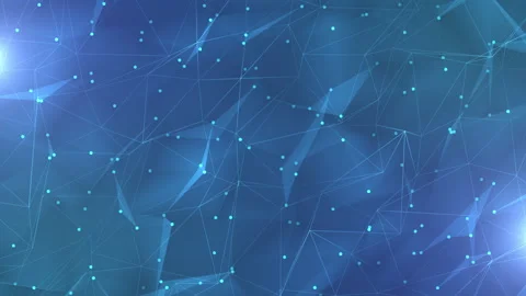 Abstract background featuring a blue network of interconnected geometric shapes Stockbeeldmateriaal 281134122