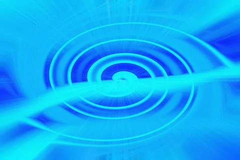 Abstract background featuring a bright blue swirling vortex with radial light Stock Illustration