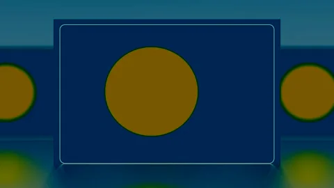 Abstract background featuring a central golden circle on a dark blue rectan.. Video stock 343643266