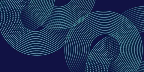 Abstract background featuring circular line patterns in shades of blue and cyan Stock Illustration