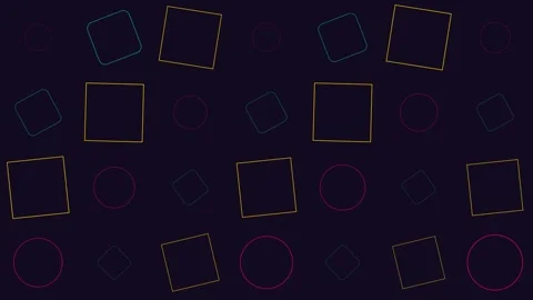 Abstract background featuring colorful neon geometric shapes on dark surface Stockbeeldmateriaal 338310370