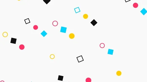 Abstract background featuring colorful scattered geometric shapes on white Видео 336263257