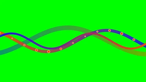 Abstract background featuring colorful wavy lines on a vibrant green screen Stock Footage 340264826