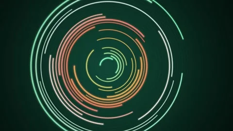 Abstract background featuring concentric glowing circles in shades of orang.. Stock Footage 346723454