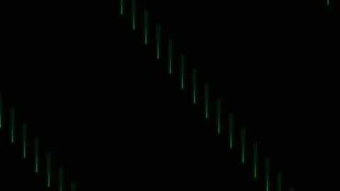 Abstract background featuring diagonal lines of glowing green light on black Video stock 336263408