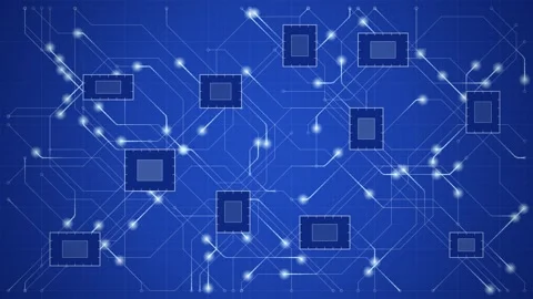 Abstract background featuring a digital circuit board design with interconn.. Stock Footage 346723409
