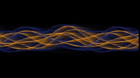 Abstract background featuring flowing blue and orange neon lines in a wavy .. Video stock 343611791