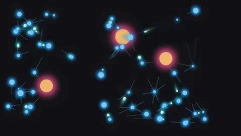Abstract background featuring glowing blue circles and orange orbs moving i.. Stock Footage 340852083