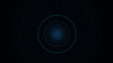 Abstract background featuring glowing blue concentric circular radar wave l.. Stock Footage 347464944