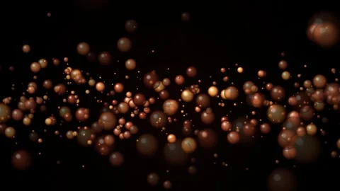 Abstract background featuring glowing golden spheres and floating bubbles i.. Stock Footage 345244698