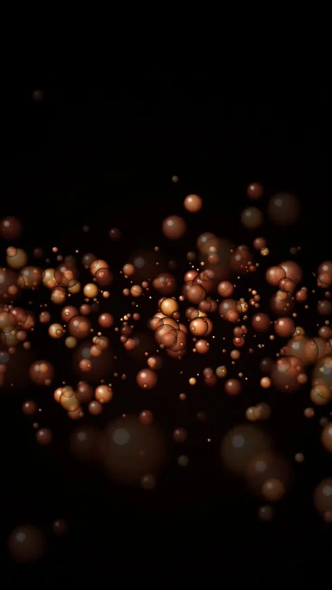 Abstract background featuring glowing golden spheres and floating bubbles vid Stock Footage 345244699