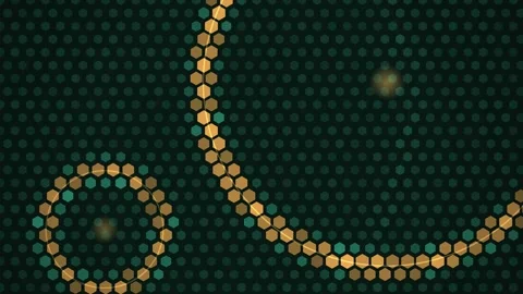 Abstract background featuring a glowing golden cursive letter shaped patter.. Stock Footage 346981148