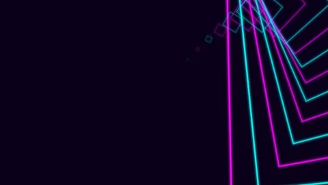 Abstract background featuring glowing neon square lines in a dark space Video stock 335117978
