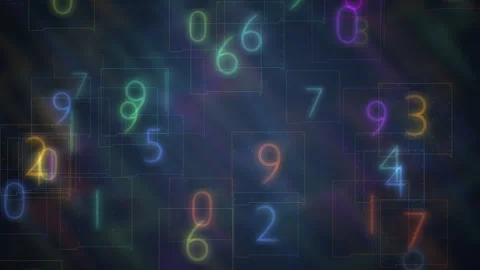 Abstract Background Featuring Glowing Numbers and Geometric Shapes Video stock 307213884