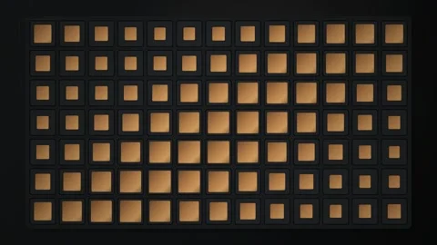 Abstract background featuring a grid of golden squares with varying sizes s.. Stock Footage 346723411