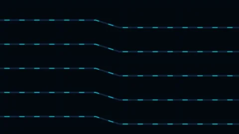 Abstract background featuring horizontal glowing blue dashed signal lines Stock Footage 338311300