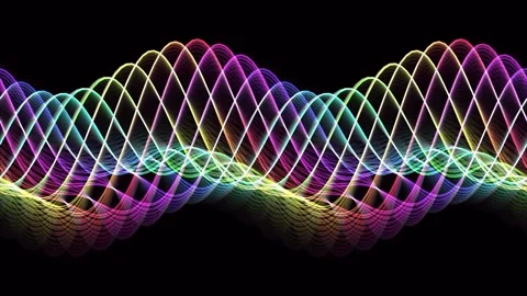 Abstract background featuring multiple colorful glowing sine waves creating.. Stockbeeldmateriaal 346981176