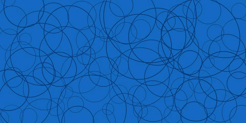 Abstract background featuring overlapping thin line circles in deep blue to.. イラスト素材