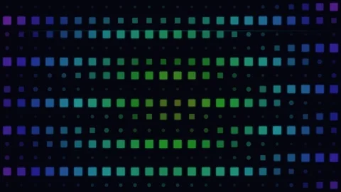 Abstract background featuring a pattern of colorful glowing square pixel lights Video stock 335117737