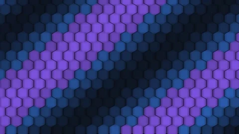 Abstract background featuring a pattern of glowing purple and blue hexagons Stock Footage 335145813