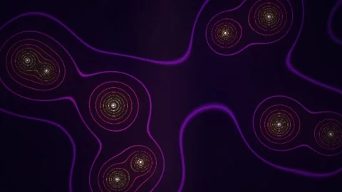 Abstract background featuring purple glowing concentric circles and organic.. Stock Footage 346723509